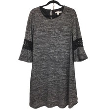Madison Leigh Dark Academia Crochet Accent Bell Sleeve Career Shift Dress 14 