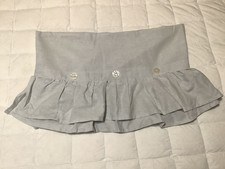 Linen Double Ruffle Lumbar Pillow Cover Light Blue Gray 20 X 14