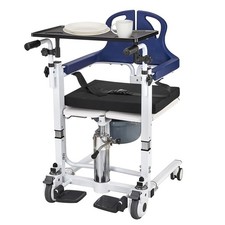Patient Transfer Lift Chair, 350 lb 26 x 22 x 42 Inch, Silver and Blue