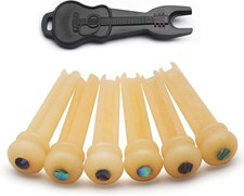 6Pcs Guitar Bone Bridge Pins Natural Bone Color Replacement Parts with Abalone D