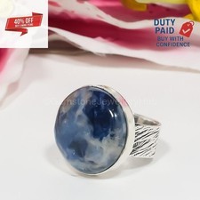 Christmas Deal 925 Sterling Silver Sodalite Daughter Boho Statement Wedding Ring