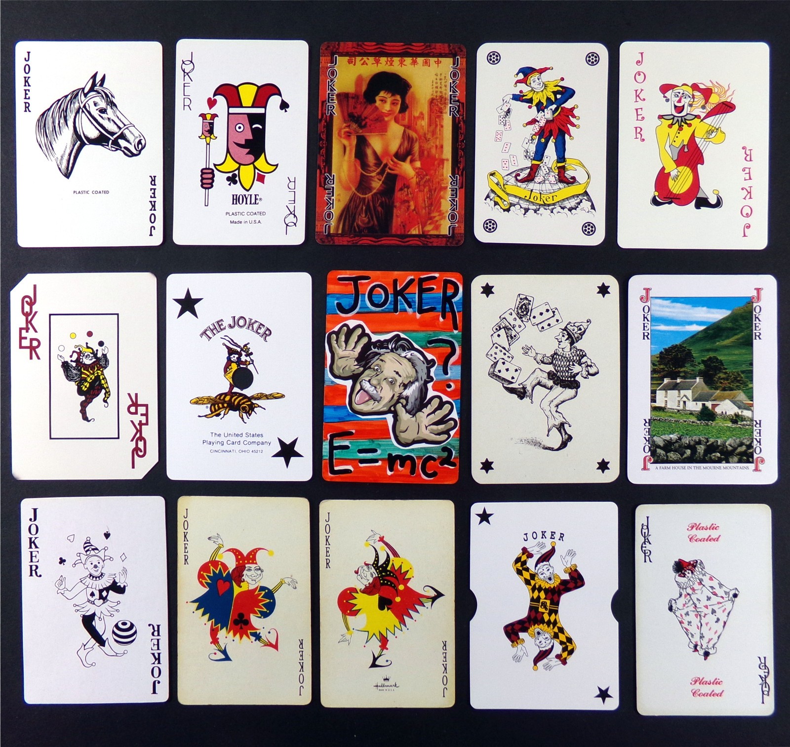 Joker Playing Card Lot (15x) Mixed Collection Vintage Modern Odd Unique Original