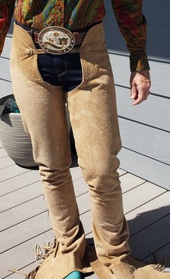 Top grain/Suede Sand Chaps High End Maker Wood's Woods Western S/M Long /X Long