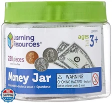 Learning Resources Money Jar - Play Money for Kids, Fake Bills and Coins, Pre