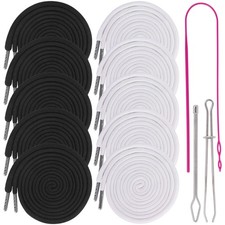 10 PCS 57 Inches XL Drawstring Cords, black,white,silver