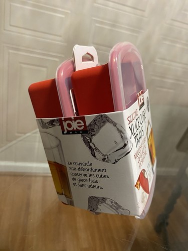 Joie Silicone XLIce Cube 2 Vassoi con Coperchio Antiversamento Top Facile Rilascio Rosso - Foto 5 di 7
