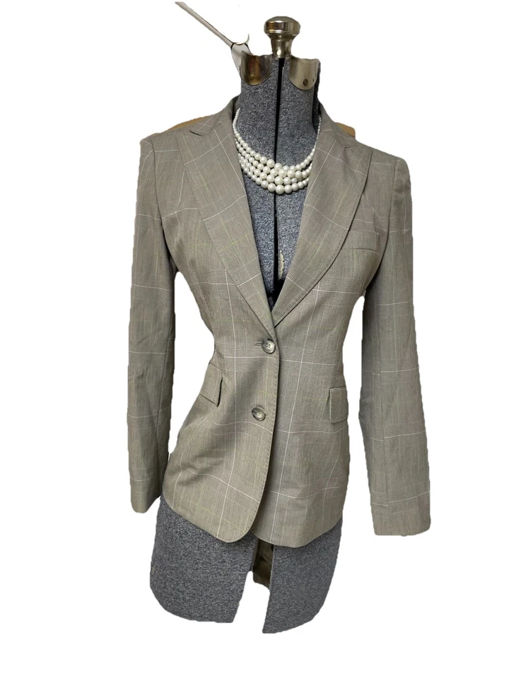 NUEVO Traje Pantalón Anne Klein Talla Pequeña 2P Conjunto de Dos Piezas Bolsillos a Cuadros Ligero Foto 3 de 4