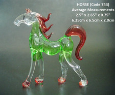 Blown Glass HORSE Figurine Red Green PONY Art Glass Miniature Ornament Statue