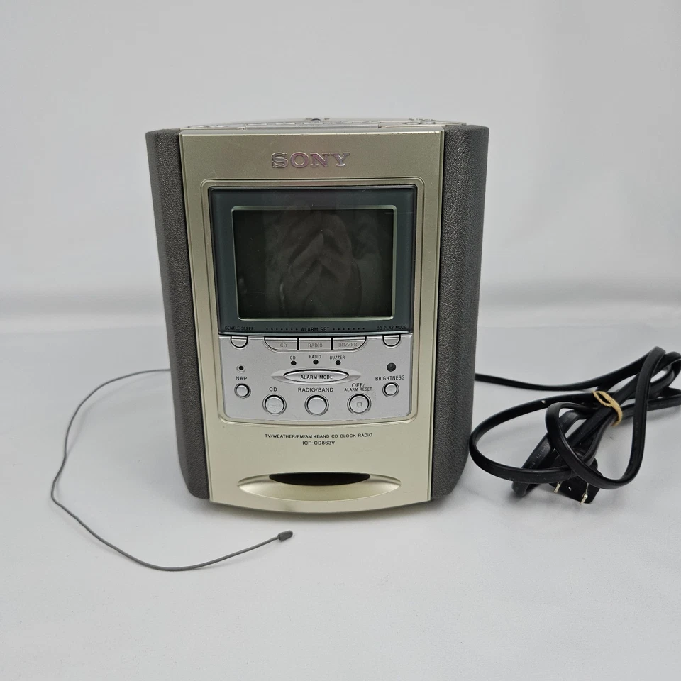 Sony Dream Machine ICF-CD863V TV Tiempo FM AM 4Bandas CD Reloj Radio Alarma Funciona Foto 3 de 4