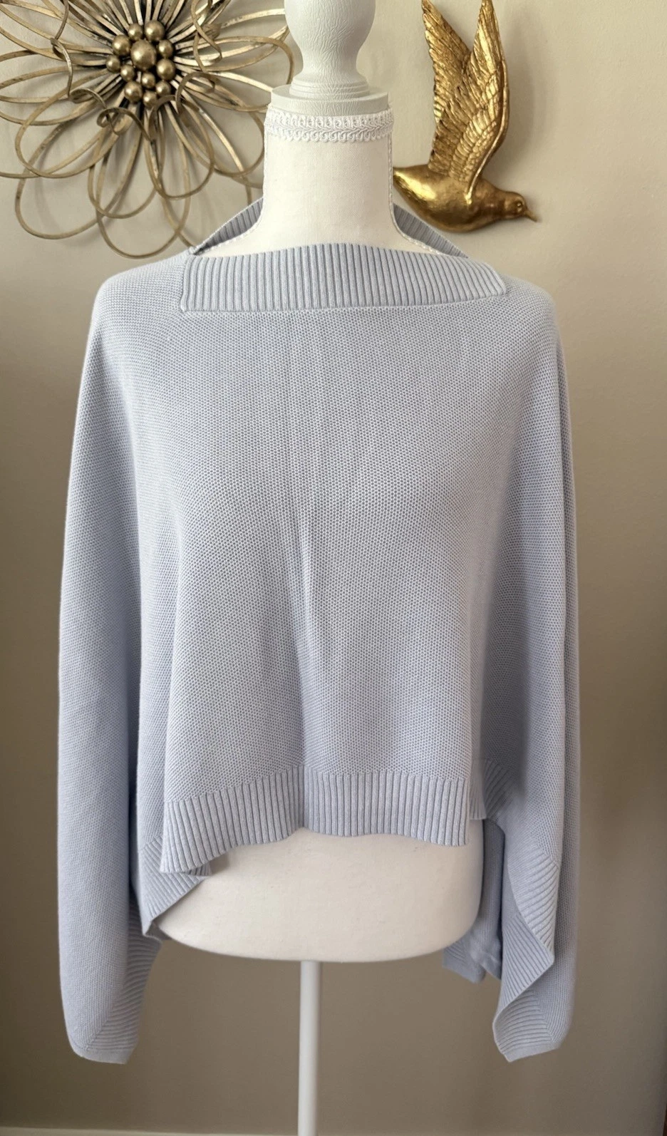 Lululemon Knit Poncho Wrap OS Gray Silk Blend Oversized Sweater Logo