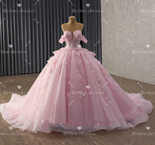 Baby Pink Quinceanera Dresses Party Sweet 15 16 XV Flowers New Ball Gowns