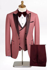Men's 3 Piece Peak Lapel Evening Party Prom Dinner Groom Tuxedo Wedding Suit