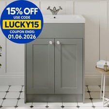 600mm Bathroom Vanity Unit Basin Sink Storage Cabinet Furniture Grey Traditional