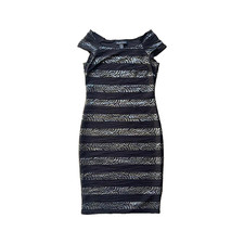 Frank Lyman Dress Size 6 Zebra Rhinestone Y2K Glam Evening Cocktail Party Formal