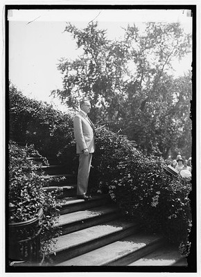 Photo:President Calvin Coolidge Standing on Garden Steps ca 1924