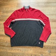 Eddie Bauer Sweater Mens XL Red Black 1/4 Zip Pullover 100 Cotton Casual