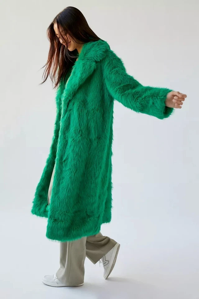 URBAN OUTFITTERS UO Maddie Abrigo de Piel Sintética XS Abrigo Largo Peludo Retro De Colección Foto 3 de 4