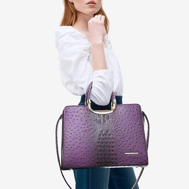 Dasein Women Purse In Plum Purple Handbag Top Handle Satchel Crossbody New Snake - Image 3 of 4