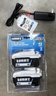 HART 20V 4Ah Battery and Charger Kit 2 Batteries & Charger