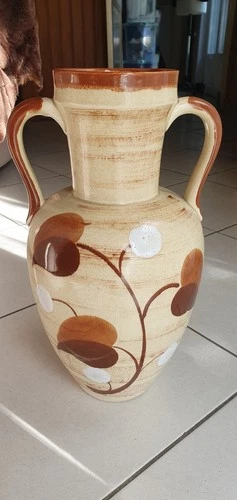 Large faience vase signed Saint Clement perfect condition 28 cm