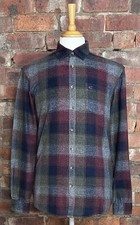Camel Active - Mens Long Sleeve Burgundy/Navy Checked Shirt - Size Small