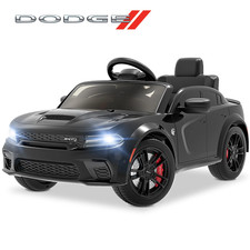 Dodge SRT Hellcat 12V Kids Ride-On Car w/ Remote, Music, LED Lights, Black