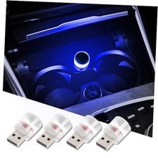 USB LED Car Interior Atmosphere Lamp, Universal Mini USB Led Lights Blue-4PCS
