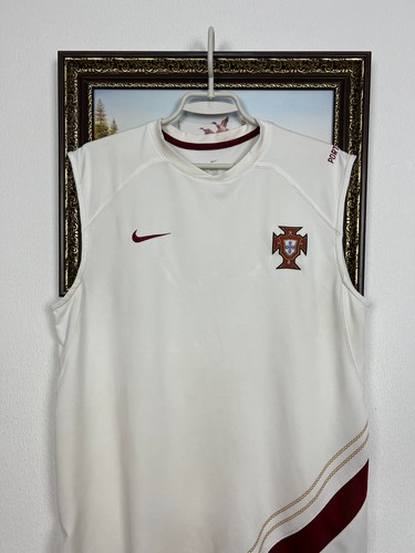 Vintage Nike Portugal Football Train Vest Soccer Shirt White Jersey Mens Size L - Picture 2 of 15