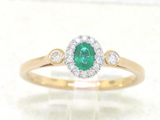 Smaragd Ring 585 Gelbgold 14Kt Gold natürlicher Smaragd  16 Brillanten