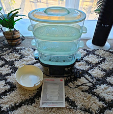 Morphy Richards 3 Tier Electric Food Steamer, Green/Black Plastic - No Box