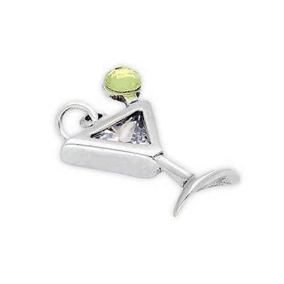 TheCharmWorks Sterling-Silber Kristall Martini Glas CharmAnhänger | Silver Charm