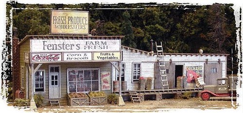 Kit de construcción de madera cortada con láser Bar Mills 0142 HO Window's Farm Fresh Market | Zustand: New