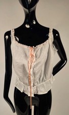 ANTIQUE EDWARDIAN EMBROIDERED CAMISOLE TOP W RIBBON