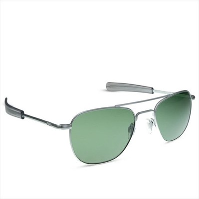 American Optical Pilot Sonnenbrille matt silber 52 mm grünes Glas mit Etui Tuch