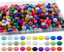 100Pcs Silicone Lentil Beads, 14mm Abacus Bulk Spacer Jewelry DIY Abacus Beads