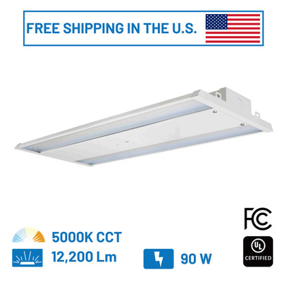 90W LED Linear High Bay Light 12400Lm 5000K Warehouse Shop 4-Lamp T8 T5HO Equiv