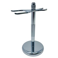 G.B.S Chrome Brush and Razor Stand - Textured Shaving Stand, chrome