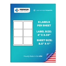 3000 4" x 3.33" Self Adhesive Shipping Address / FBA Labels 6 per sheet * 6 up *