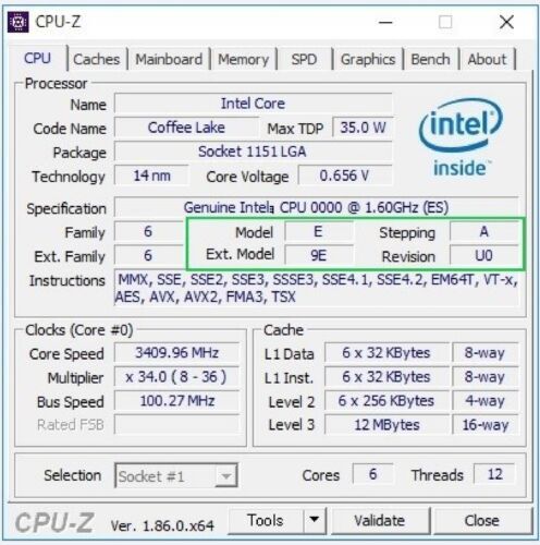Intel Core i7-8700t ES CPU processor qn8j 6 core 1.6 GHz 12m