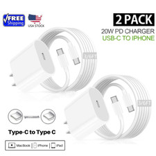For iPhone 15Pro Max Plus iPad Samsung PD 20W Fast Charger Dual Type USB C Cable