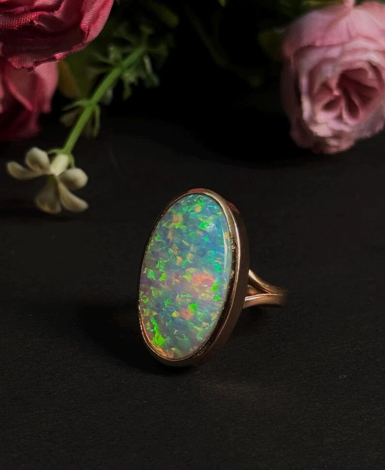 Rainbow Fire Opal Cocktail Ring 925 Sterling Silver Ring Gift For Her - Image 2 of 4