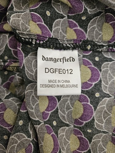 Dangerfield Skirt Size 6 Midi Geometric Black Purple and Green Flared Pockets - Picture 7 of 7