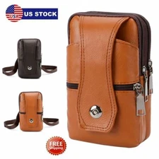 Leather Cell Phone Men Waist Belt Holster Loop Pack Pouch Bag Wallet Case​ Cover