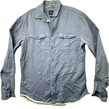 Armani Exchange AX 2012 Blue Button Down Dress Shirt Mens Medium Eagle Logo