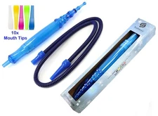 Sultanii* 64" ICE Hose Silicone Hookah Hose Compatible+10 Mouth Tips Set (BLUE) 