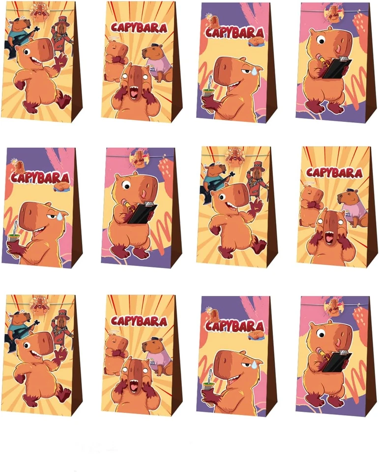 LFCFDX Paquete de 12 Bolsas de Fiesta Capibara Bolsas de Favor de Fiesta Capibara Regalo Goodi Foto 4 de 4