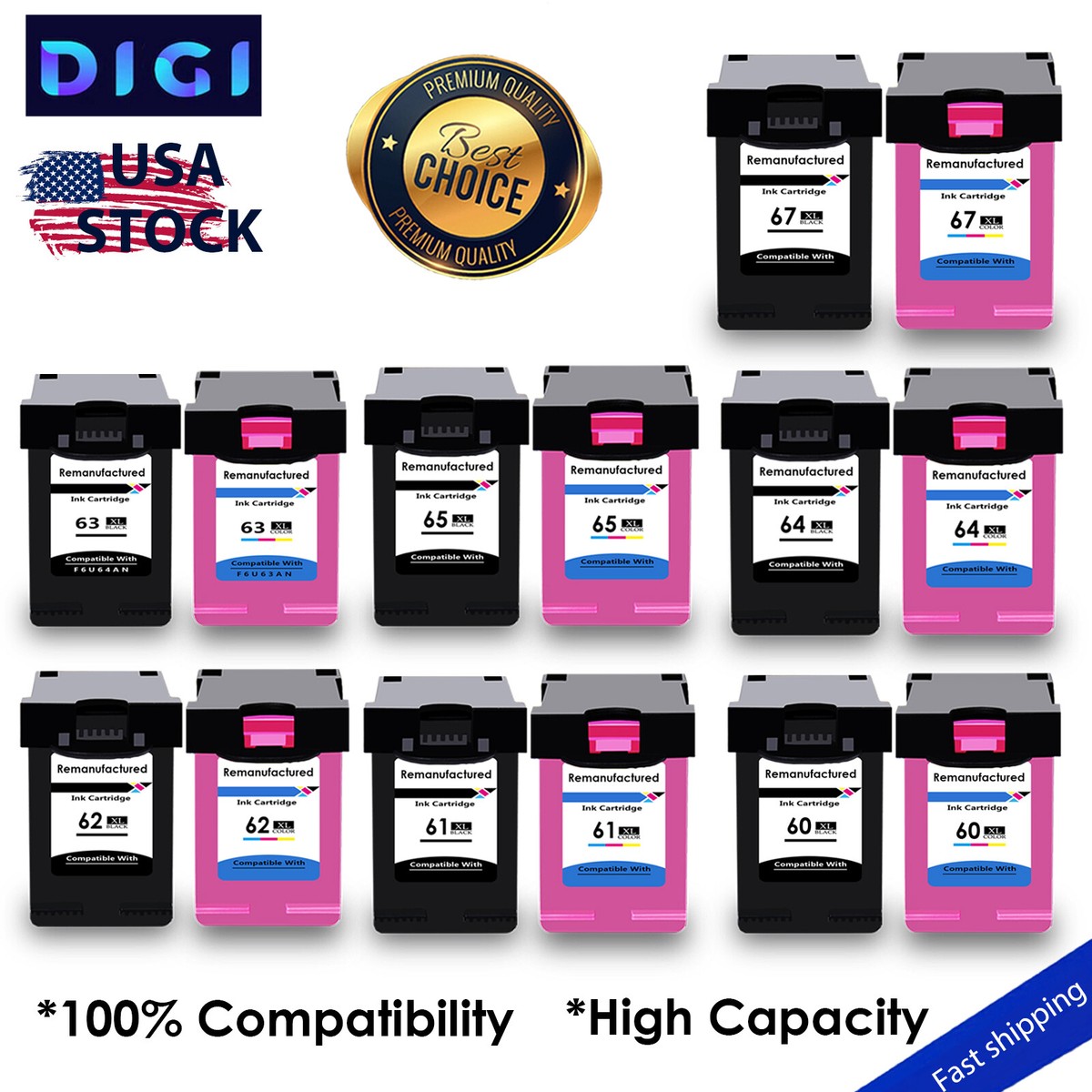 COCADEEX 5 Bottles Black Ink Refill Kit Compatible with Ink Cartridges 68XL 67XL 65XL 64XL 63XL 62XL 61XL 60XL 664XL 662XL 21XL 56XL 901XL 68e 67 65 64 63 62 61 60 21 901-500ml Black Ink COCADEEX 5 Bottles Black Ink Refill Kit Compatible with Ink Cartridges 68XL 67XL 65XL 64XL 63XL 62XL 61XL 60XL 664XL 662XL 21XL 56XL 901XL 68e 67 65 64 63 62 61 60 21 901-500ml Black Ink