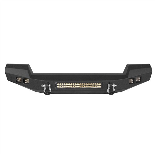 Full Width Black Steel Front Bumper w/LED Light Bar for Jeep Wrangler 07-18 JK