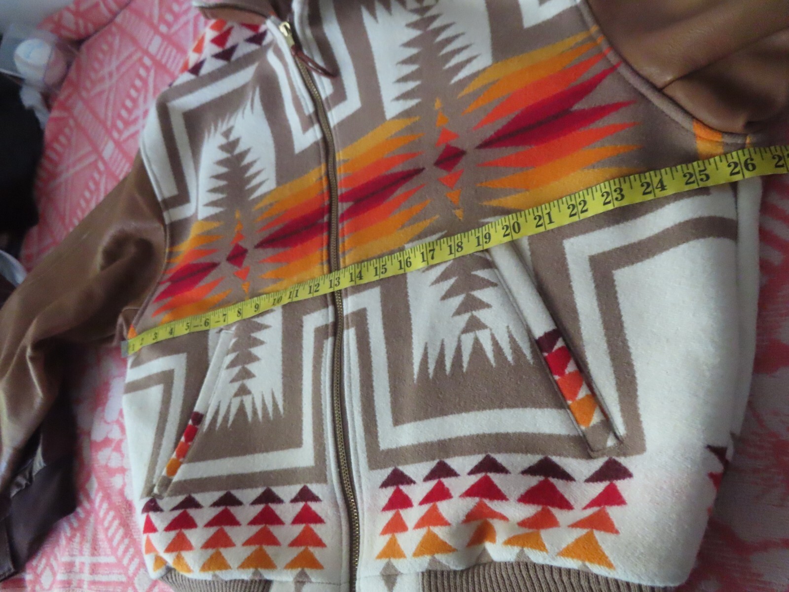 VTG RARE MADE IN USA PENDLETON WOOL WITH LEATHER SLEEVES FULL ZIP JACKET SZ XL image 9