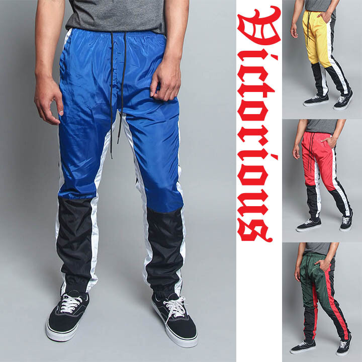 Men's Color Block Athletic Windbreaker Joggers with Drawstring TR543-V7D